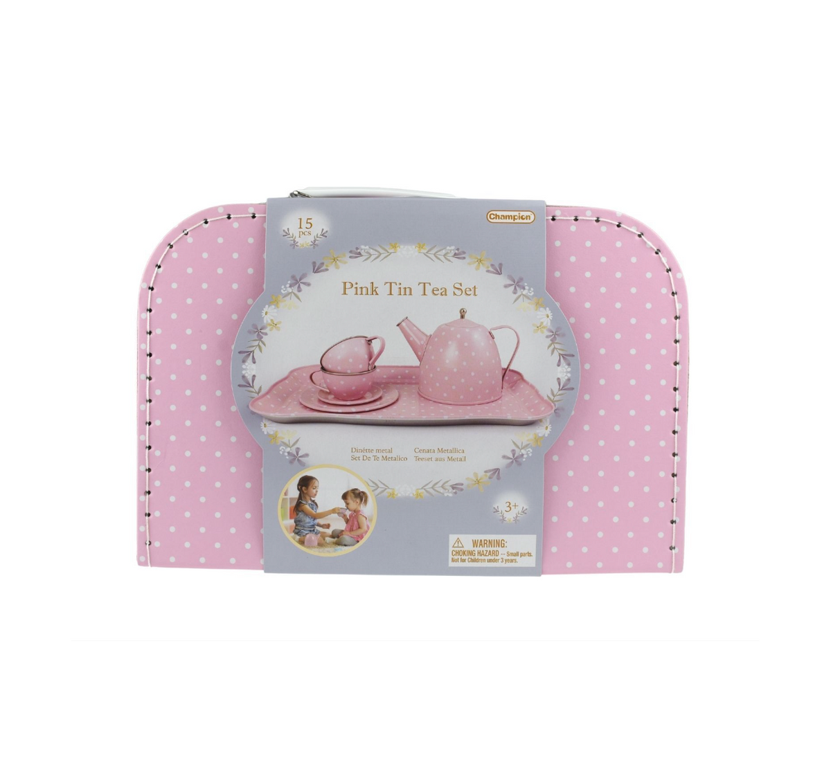 Pink Polka Children s Tin Tea Set The Berry Tea Shop