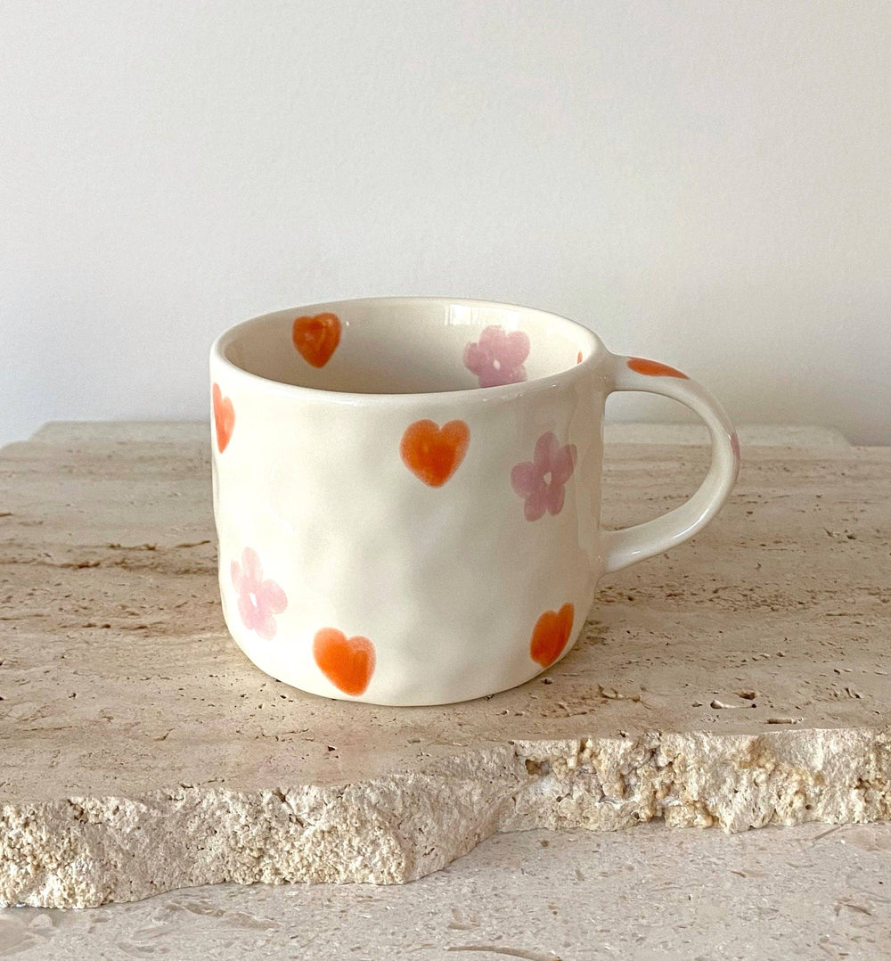 Hearts Hand Painted Mugs