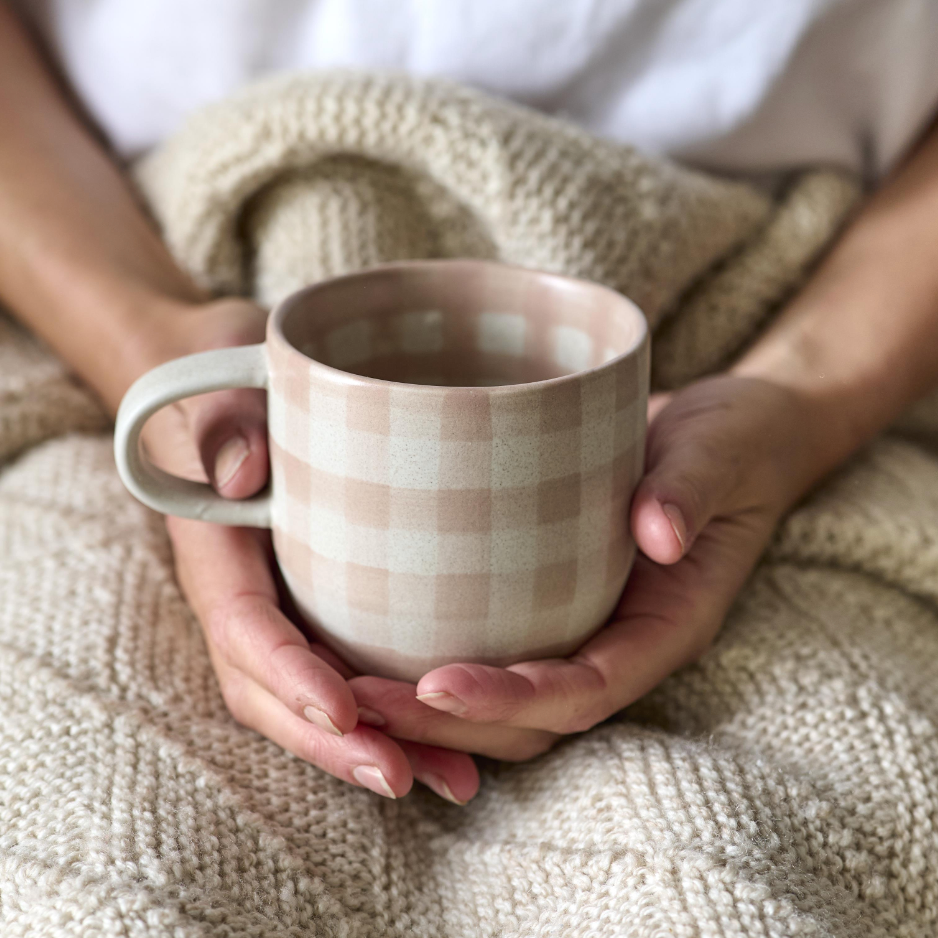 Robert Gordon Cat's Pyjamas 'Soft Terracotta Check' Mug