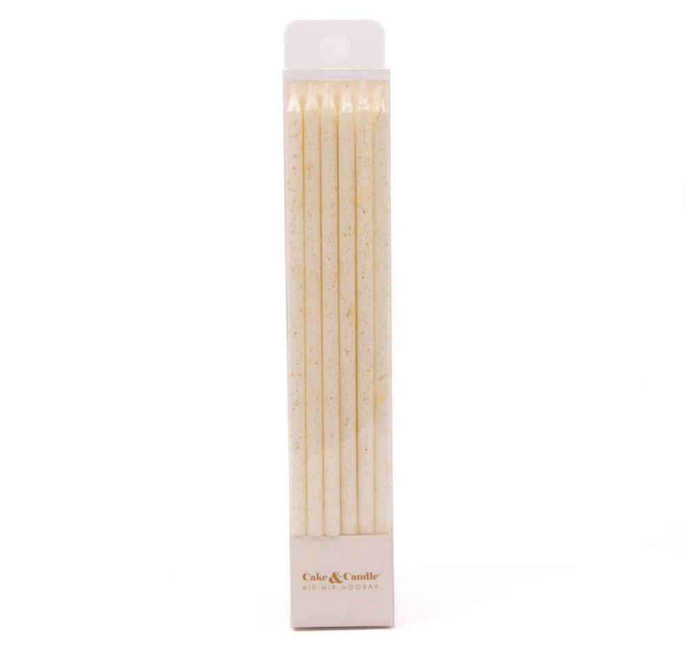 White Glitter Cake Candles (Pack of 12)