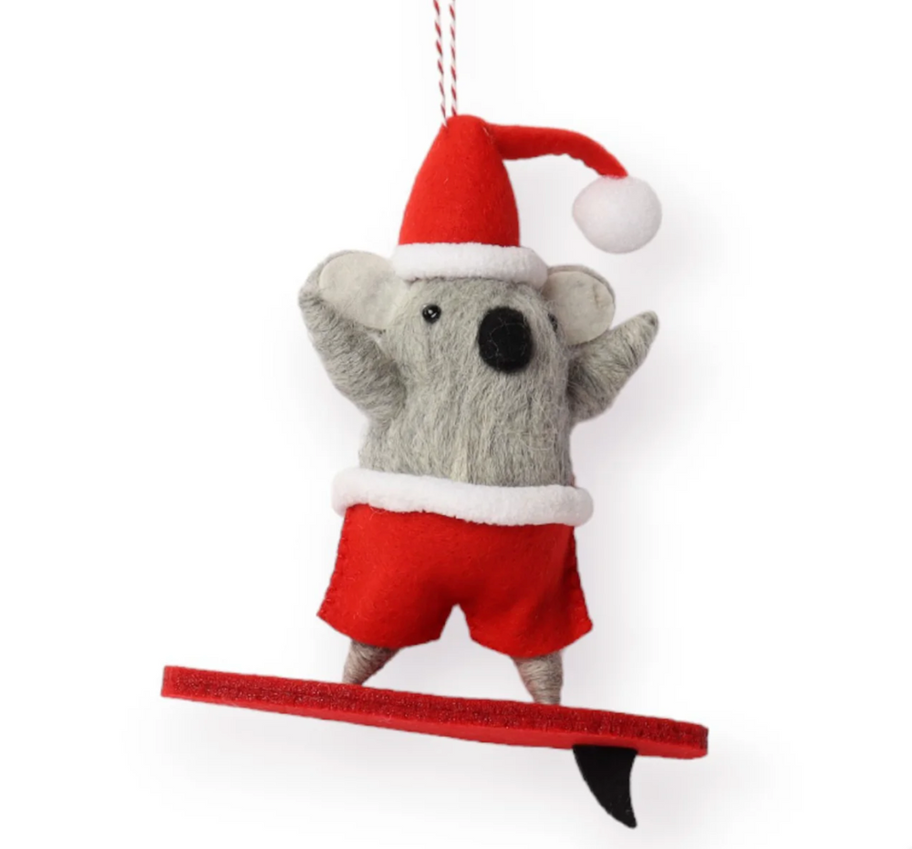 Felt Surfer Koala 3D Bauble